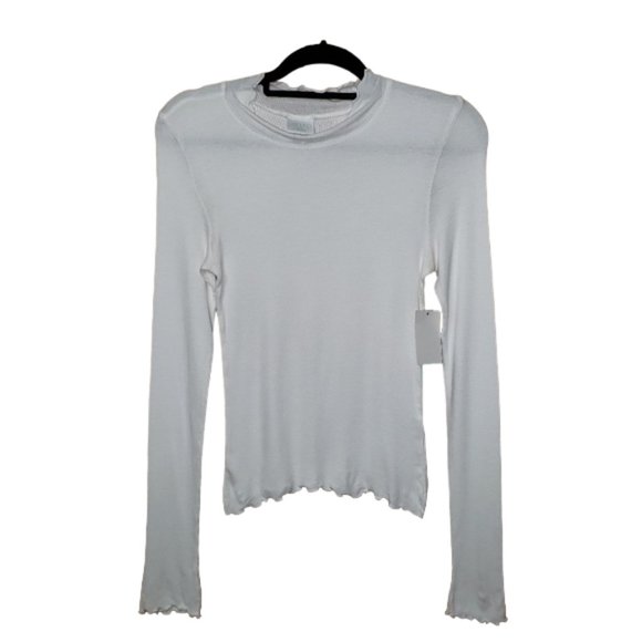 Long Sleeve Scalloped Edge Shirt Medium - Picture 1 of 4